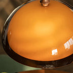 Suspension dôme orange rétro à pommeau effet bois, Ø 35 cm