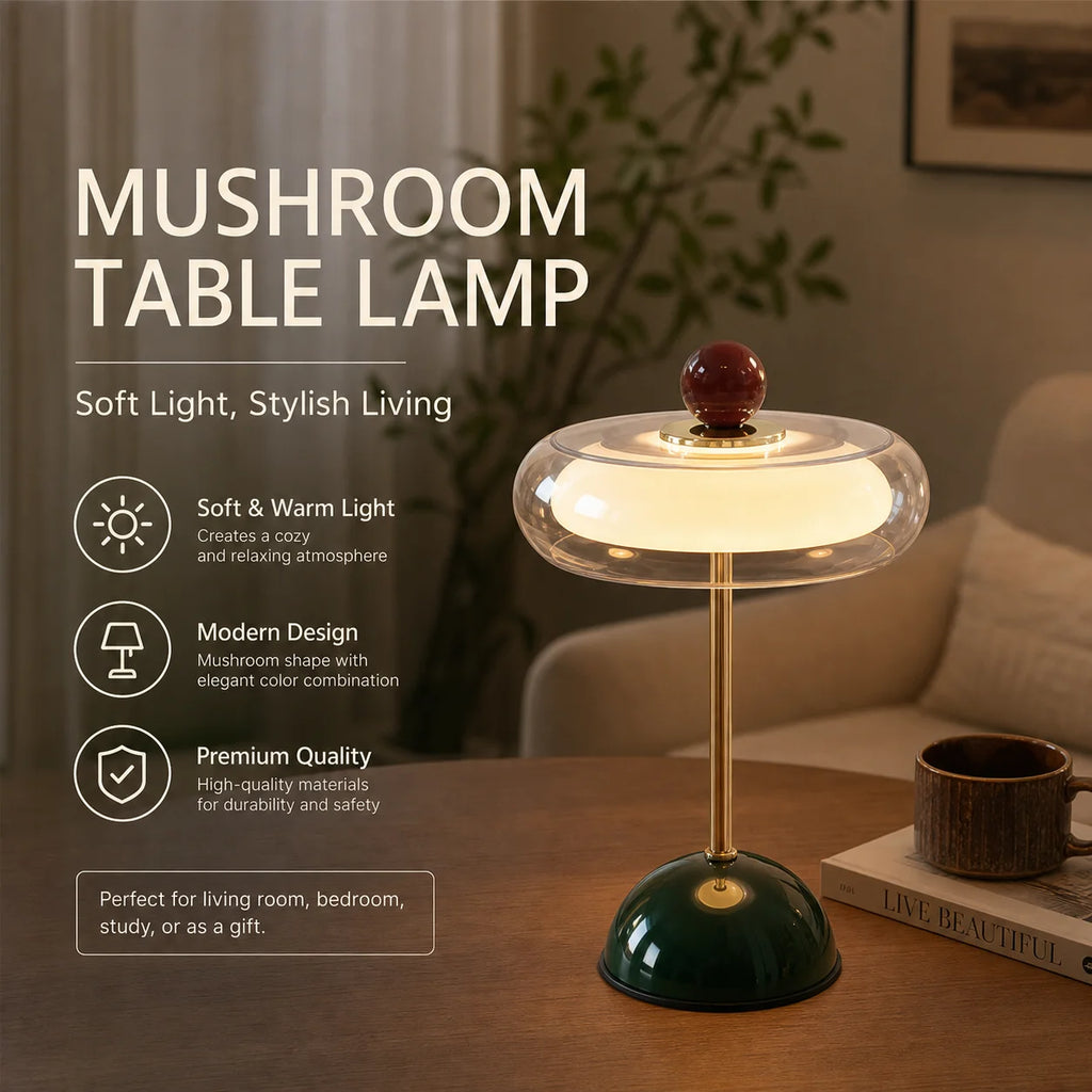 Lampe de table sans fil en verre ambré, tige dorée, socle coloré