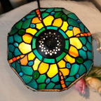 Lampe de chevet Tiffany 20 cm en vitrail, 17 décors au choix