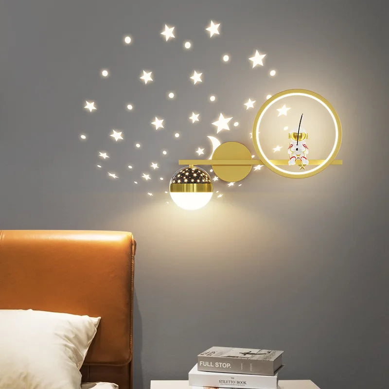 Applique murale astronaute LED pour chambre d'enfant, ciel étoilé