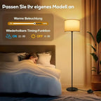 Lampadaire connecté RVB à abat-jour en lin, 2 ampoules LED E27