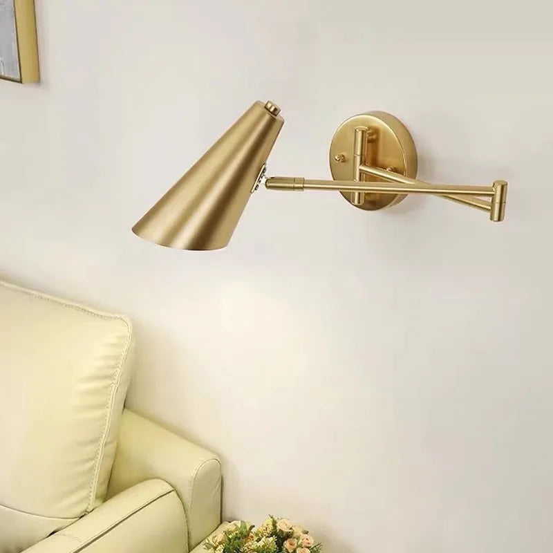 Applique liseuse LED à bras pliant, spot cylindre ou cône orientable