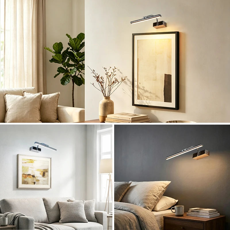 Applique miroir LED chromée orientable, trois teintes, 40 ou 60 cm
