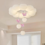 Lustre nuage LED pour chambre de fille, papillons ou nœuds suspendus
