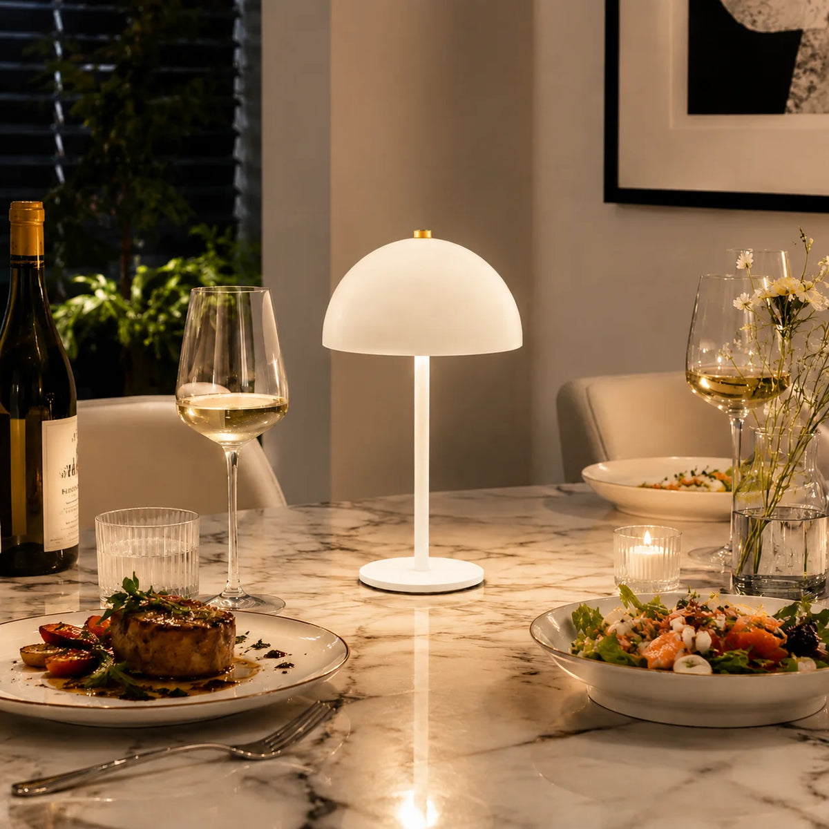Lampe champignon sans fil à dôme laqué, tactile, cinq coloris