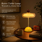 Lampe de table sans fil en verre ambré, tige dorée, socle coloré