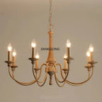 Lustre rustique en bois et fer à bougies, 5 à 15 lumières E14