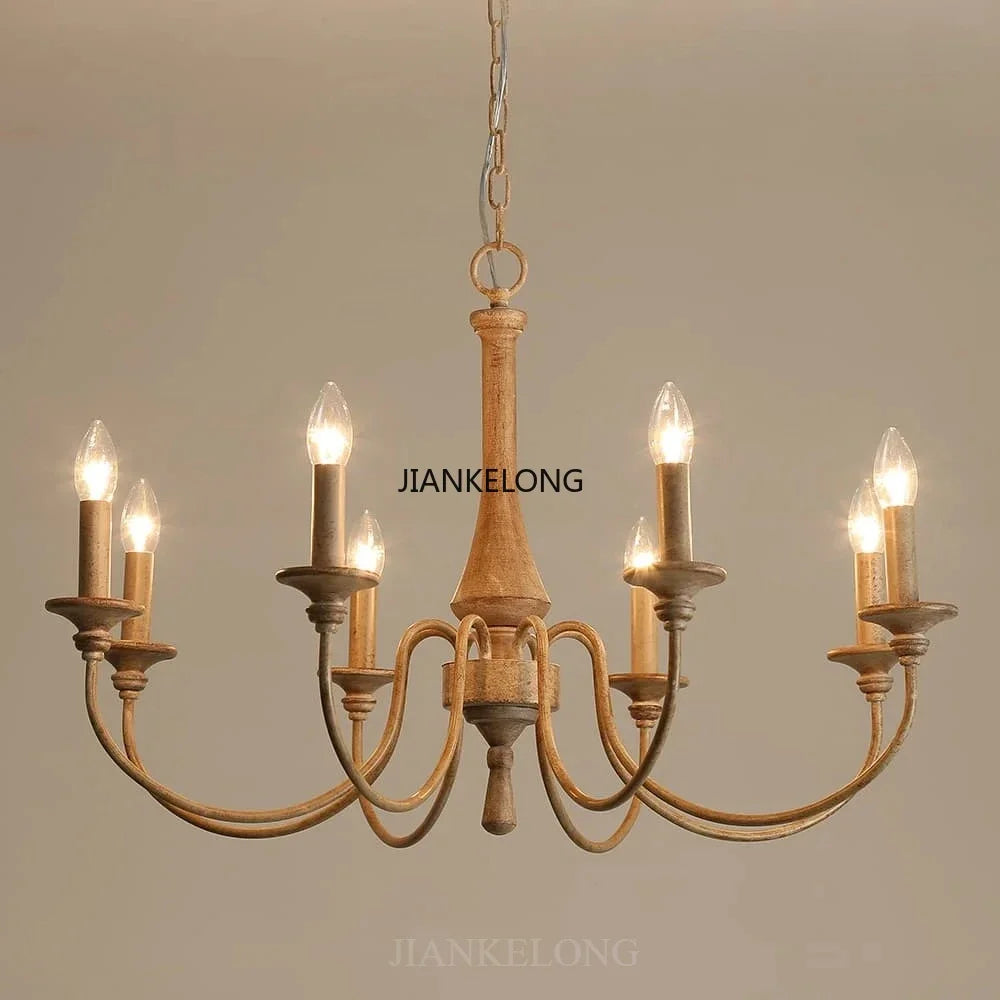 Lustre rustique en bois et fer à bougies, 5 à 15 lumières E14