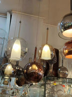 Suspension boule en verre et cône dépoli intérieur, Ø 15 à 25 cm