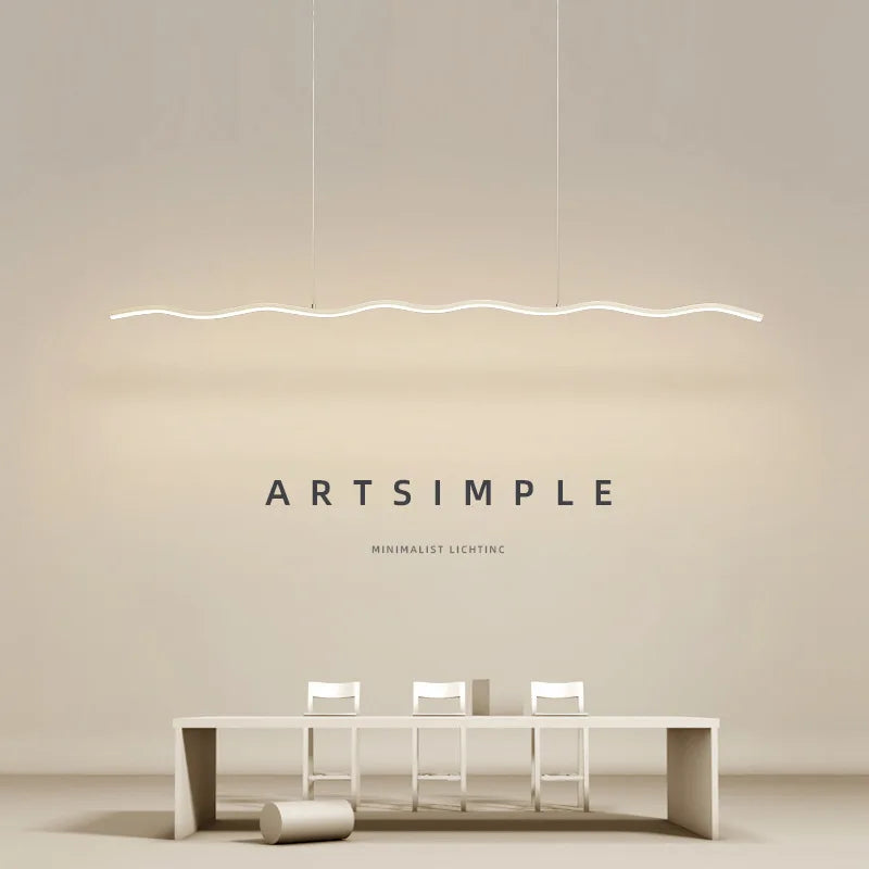 Suspension LED vague fine de 80 à 150 cm, noire ou blanche