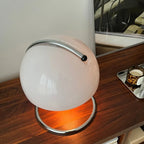 Lampe champignon à dôme en verre sur boucle chromée, 28 cm