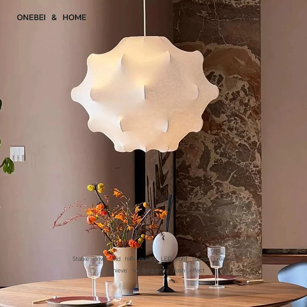 Suspension cocon blanche en tissu enduit, Ø 50 ou 60 cm
