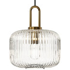 Suspension lanterne en verre cannelé laiteux ou clair, 4 tailles