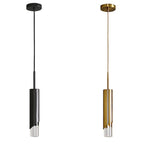 Suspension tube LED noir ou doré, 5 x 30 cm, variateur en option