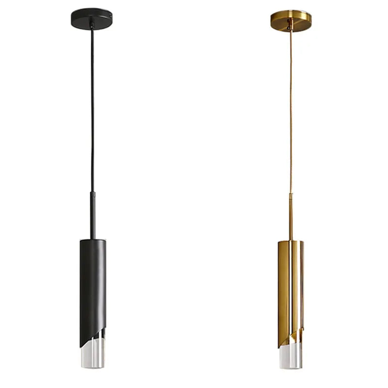 Suspension tube LED noir ou doré, 5 x 30 cm, variateur en option
