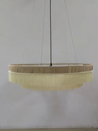 Suspension en raphia à franges sur deux étages, Ø 40 à 60 cm