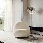Lampadaire à double dôme orientable en métal, doré ou chromé