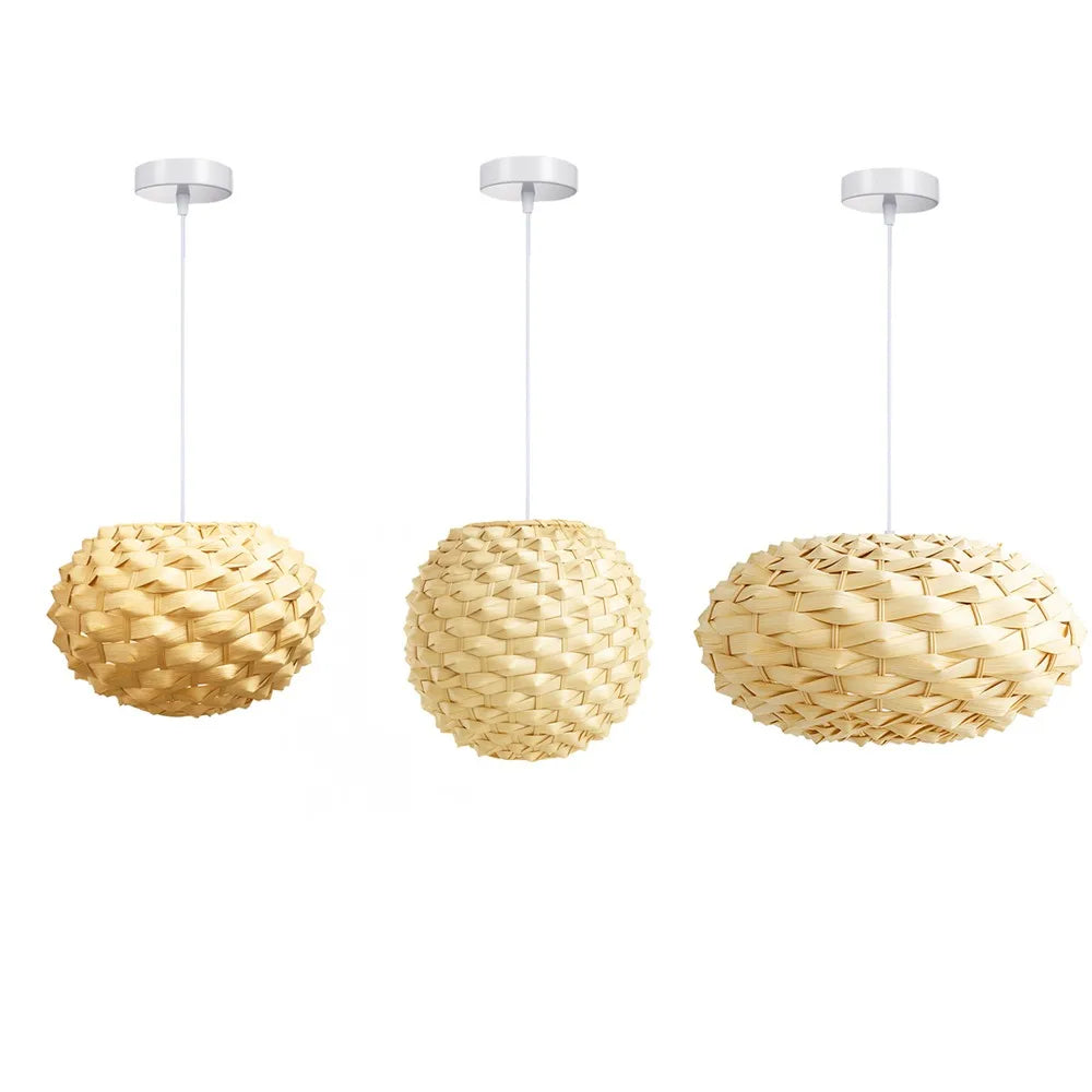 Suspension en bambou tressé à larges lamelles, Ø 30 ou 40 cm