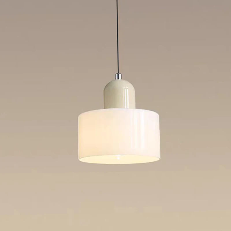 Petite suspension en verre coloré à coiffe contrastée, culot E27