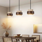 Lustre en pierre et bois foncé, 1 à 4 lumières LED, blanc chaud