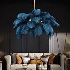Grand lustre en plumes d'autruche jusqu'à Ø 100 cm, 3 coloris