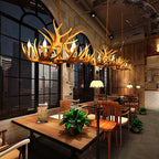 Lustre bois de cerf en résine, 4 à 9 chandelles E14, esprit chalet