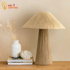 Lampe de chevet champignon en corde de chanvre ou raphia, 46 cm