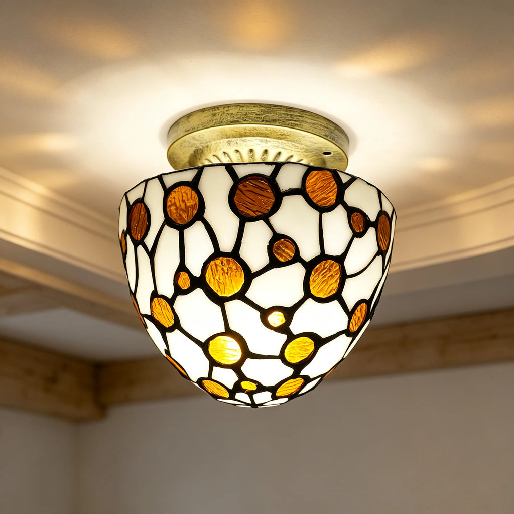 Plafonnier style Tiffany, coupole en verre teinté Ø 18 cm