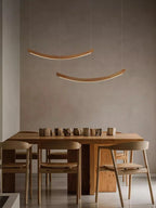 Suspension LED arcs de bois courbés, longueur 70 à 162 cm
