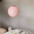 Suspension boule en verre rayé spirale, tons pastel, Ø 30 ou 40 cm