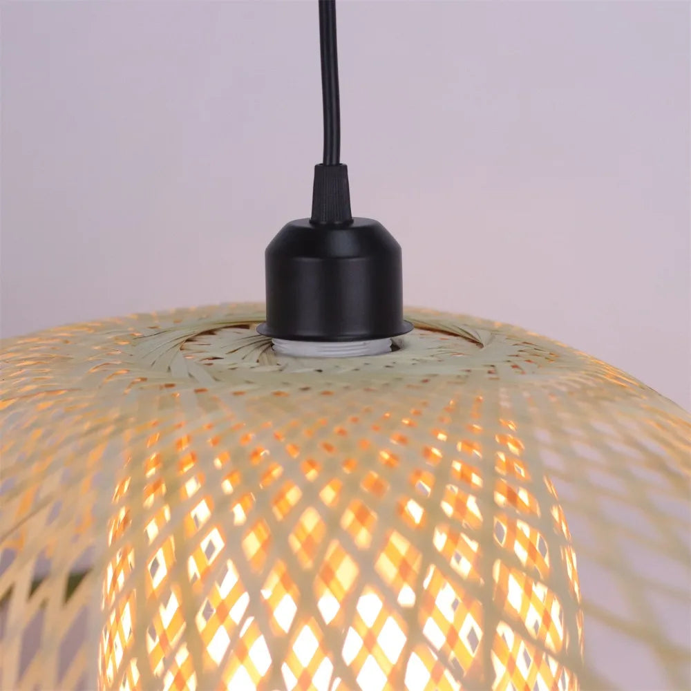 Suspension capeline en bambou et cocon tressé, câble de 150 cm