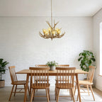 Lustre ramure de cerf en résine, 6 bougies E14, ampoules fournies