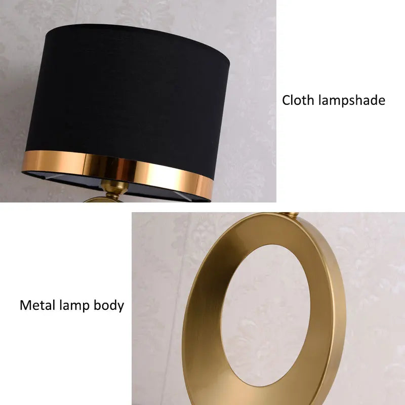 Lampadaire doré à anneau ovale ajouré et abat-jour tambour, 165 cm