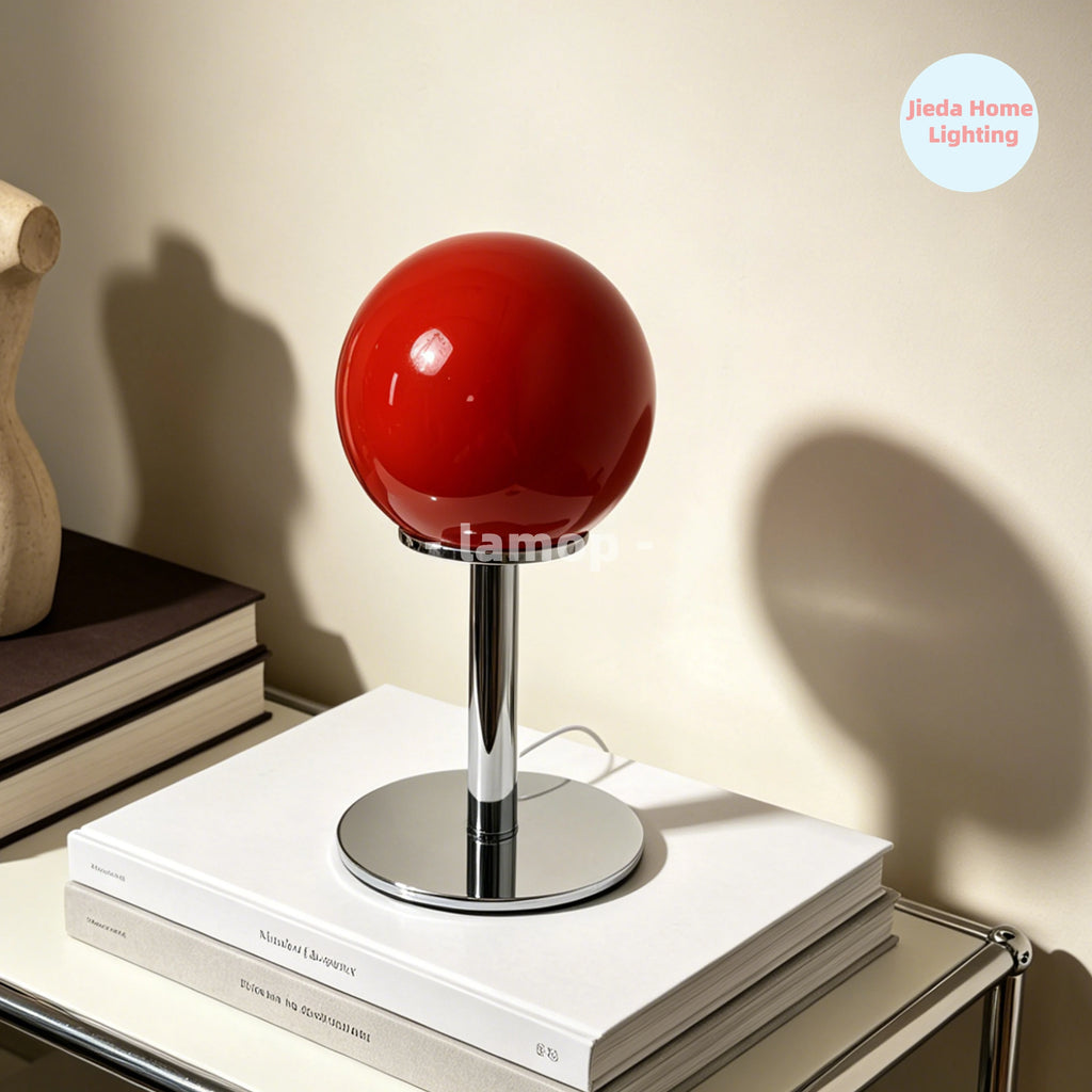 Lampe de chevet globe en verre de 12 cm sur tige chromée, 24 cm