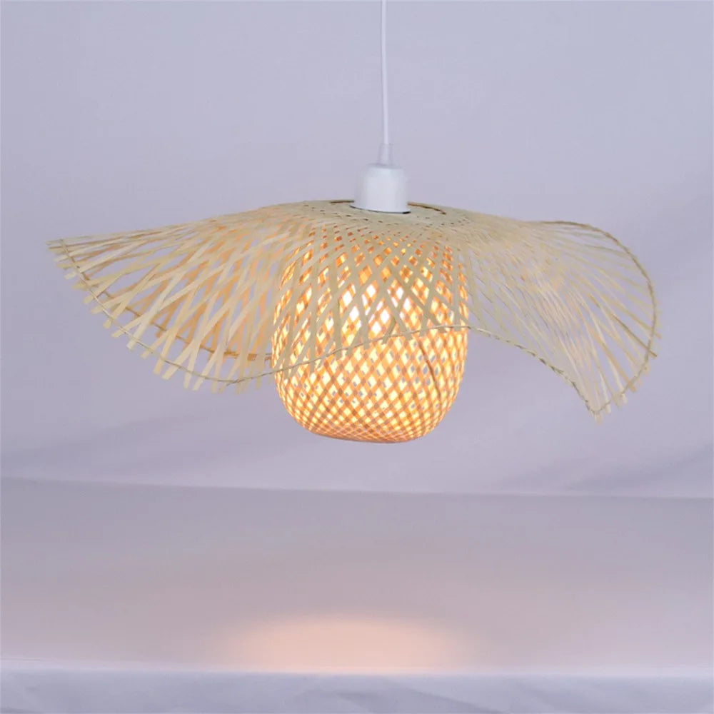 Suspension capeline en bambou et cocon tressé, câble de 150 cm