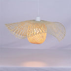Suspension capeline en bambou et cocon tressé, câble de 150 cm