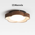 Plafonnier LED fleur festonnée blanc ou effet noyer, Ø 25 ou 45 cm