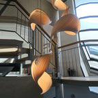 Lustre en bois cintré à spirales façon coquillage, 1 à 8 lumières