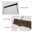 Lustre poutre en bois de 100 cm à 5 ampoules E27 apparentes
