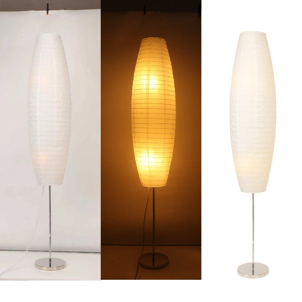 Lot de 2 lampadaires ovales en papier de riz, 150 cm, douille E27