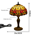 Lampe de table Tiffany 30 cm en vitrail, tulipes, roses ou colibri