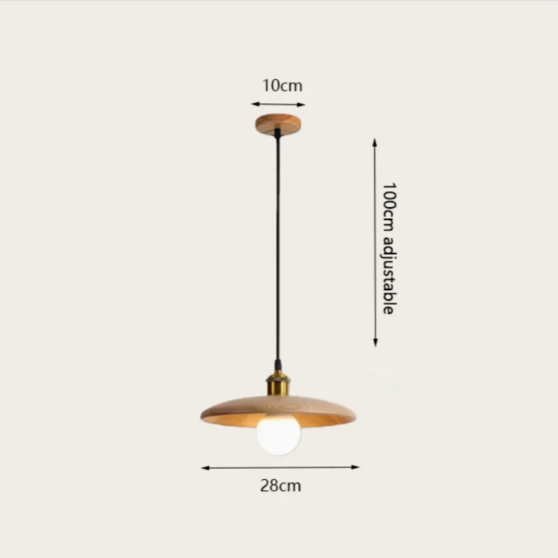 Suspension soucoupe en bois tourné Ø 28 cm, douille E27 dorée