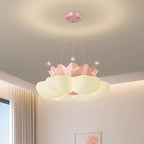 Lustre couronne à pétales blanc ou rose pour chambre d'enfant, LED