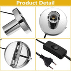 Socle de lampe E27 en métal avec câble et interrupteur, 3 finitions