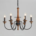 Lustre rustique en bois et fer à bougies, 5 à 15 lumières E14