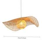 Suspension chapeau en bambou à globe tressé, Ø 55 cm, câble noir