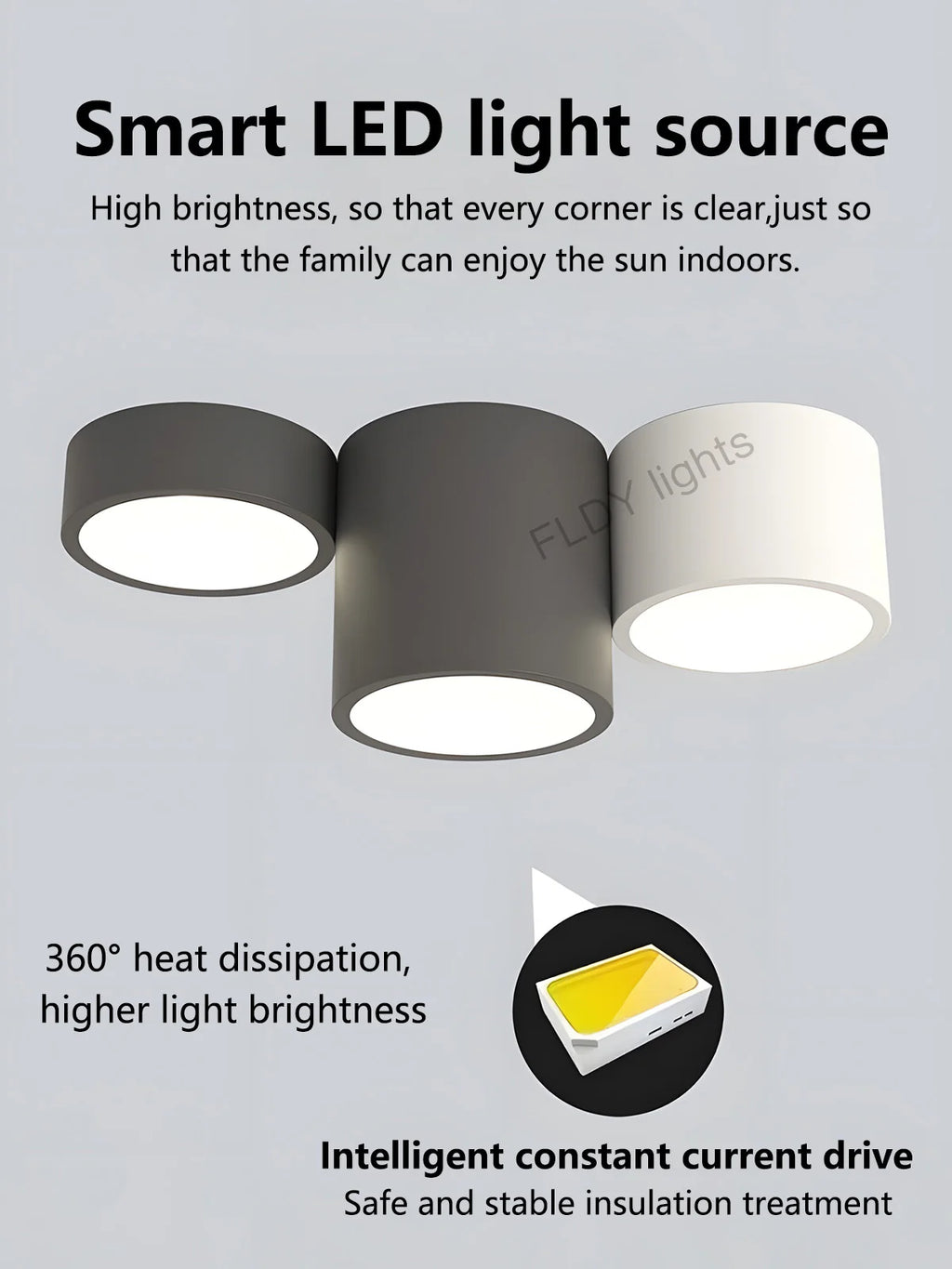 Plafonnier LED à cylindres gris anthracite et blanc, 2 à 7 lumières