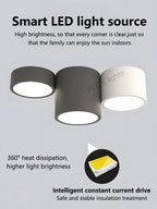Plafonnier LED à cylindres gris anthracite et blanc, 2 à 7 lumières