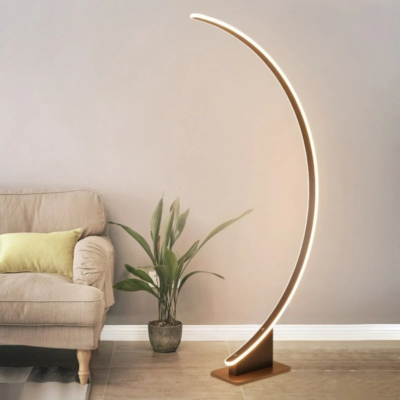 Lampadaire arc LED en croissant de lune, cadre blanc ou café