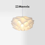 Suspension fleur à pétales ondulés blanche, ampoule trois teintes